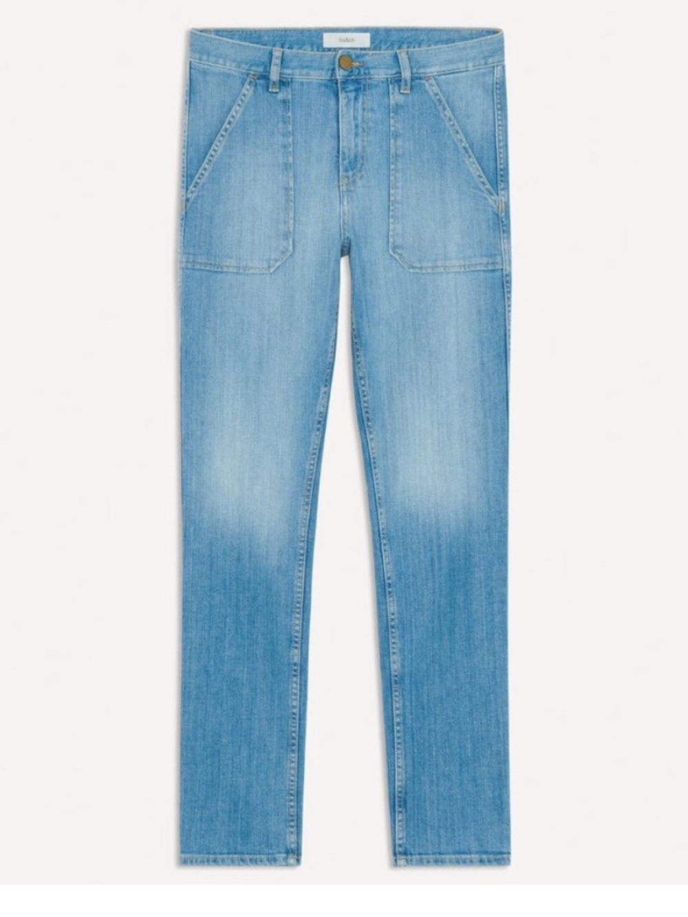 ba&sh Lady Jeans Straight Leg in Light Used Denim Wash Sz US 4 Patch Pockets